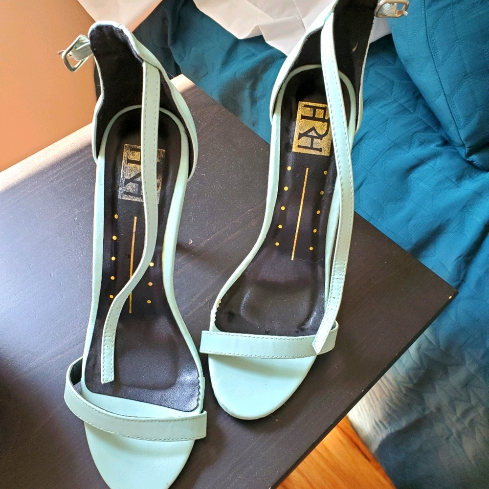 Turquoise strappy heels